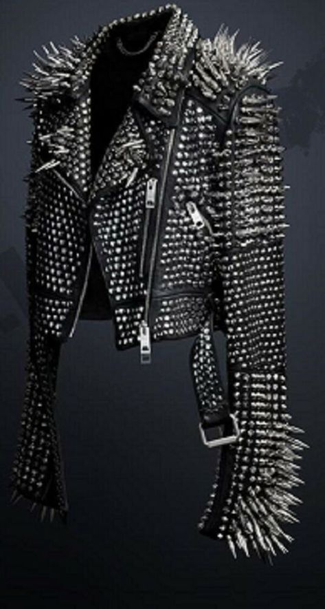 New Handmade Women's Studded Leather Jacket Full Black Punk Silver Long Spiked L #Handmade #Fashoin