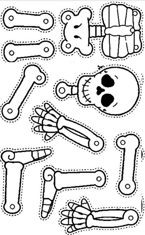 Skeleton For Kids, Skeleton Template, Skeleton Craft, Preschool Creative Art, Human Body Activities, Paper Flower Patterns, Halloween Worksheets, Halloween Printables Free, Halloween Classroom