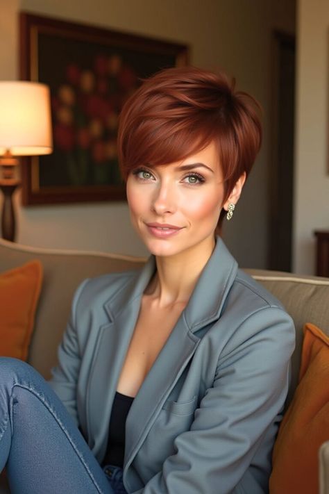 22 Stunning Pixie Hair Color Ideas for 2025 - Fashion Trend Hacks Pixies With Highlights Brunette, Hair Colour For Pixie Haircut, Pixie Hairstyles 2025, Pixie Haircolor Ideas, Hair Color For Pixie Haircut, Pixie Cut Color Ideas, Copper Pixie Cut, Pixie Hair Color Ideas, Kratka Kosa