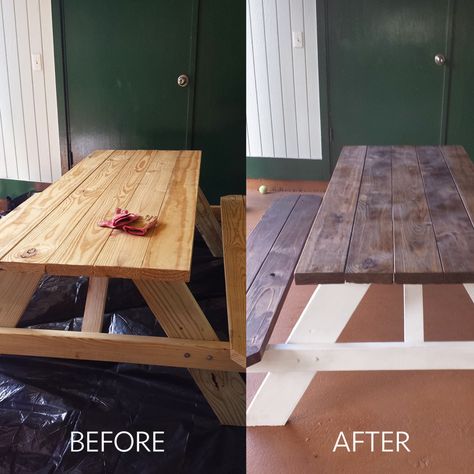 Chic Picnic Table, Picnic Table Makeover, Painted Picnic Tables, Chic Picnic, Diy Picnic, Diy Picnic Table, Eating Table, Country Diy, Table Diy