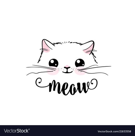 Cute Cat Logo Design, Cat Logo Design Ideas, Cute Cat Logo, Cute Cat Vector, Background Funny, Kitten Face, Cat Design Illustration, Cat Logo Design, Cat Applique