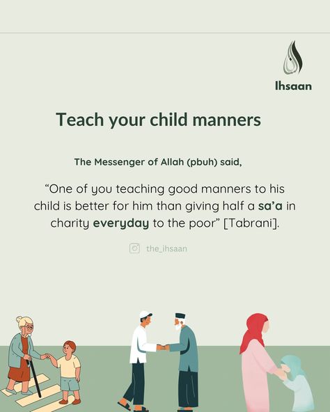 Be a good parent today and you will have a good child tomorrow, a companion for your old age. . . . . .. . . Tags Islamic institute for kids, helping Muslim parents raise kids raising righteous children, helping children connect with deen Quran and allah set. . #islam #deen #muslim #parenting #quraneducation #minimuslims Muslim Parenting, Islam Dua, Muslim Kids, Unread Books, Good Manners, Hadith Quotes, Helping Children, Good Parenting, Old Age