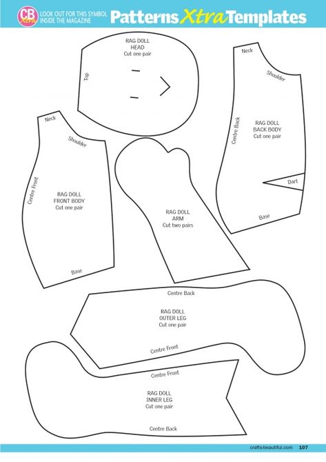 Doll Patterns Free Sewing Templates, Diy Doll Mattress, Doll Patterns Free Sewing, Rag Doll Tutorial, Diy Rag Dolls, Doll Making Patterns, Fabric Doll Pattern, Teddy Bear Sewing Pattern, Doll Patterns Free