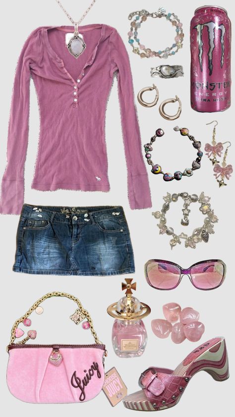 00s Fashion Outfit, Pink Top Outfit, Mcbling Fashion, Trashy Outfits, 2000s Clothing, 2000s Outfit, Outfits 2000s, 2000s Outfits, Trashy Y2k