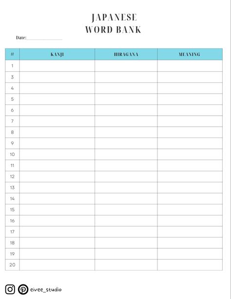 Japanese Vocabulary, Foreign Words, Vocabulary List, Word Bank, Japanese Words, Japanese Language, Word List, List Template, Templates Printable Free