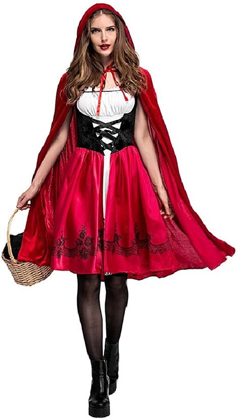 Little Red Riding Hood Cosplay, Red Ridding Hood Costume Women, Red Riding Hood Diy Costume, Diy Little Red Riding Hood Costume Women, Red Riding Hood Costume Women's, Costume Character Ideas, Little Red Riding Hood Costume Diy, Lil Red Riding Hood Costume, Red Costume Ideas