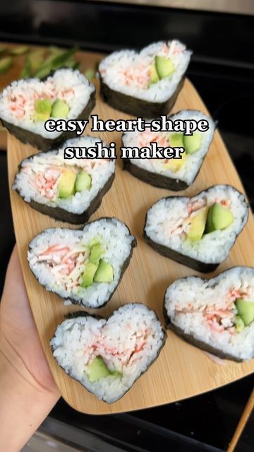 Heart Sushi Aesthetic, Valentines Sushi, Ciara Core, Sushi With Crab, Heart Shaped Sushi, Heart Sushi, Crab Mix For Sushi, Imation Crab Sushi Bowl, Seaweed Rice