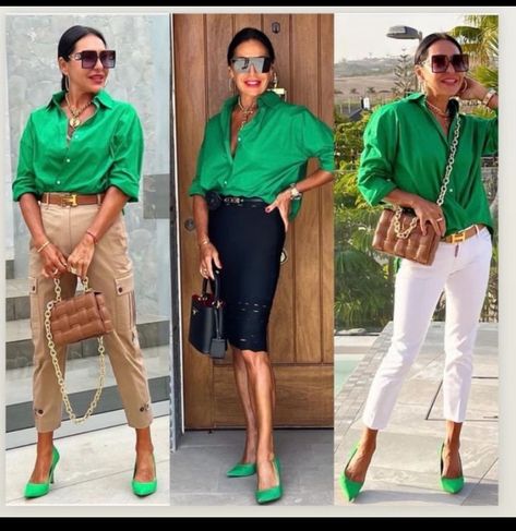 Green Top And Jeans Outfit, Green Shirt Outfits Women, Green Blouse Outfit, Green Shirt Outfits, European Travel Outfit, Tan Outfit, Green Shirts, Tee Shirt Outfit, Simple Casual Outfits