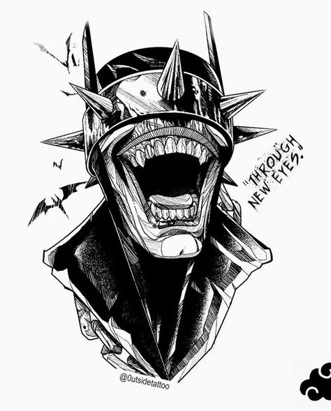 Half Sleeve Tattoos Traditional, Batman Joker Tattoo, Laugh Tattoo, Batman Art Drawing, First Tattoo Ideas, Batman Who Laughs, Joker Tattoo Design, Comic Art Sketch, Batman Drawing