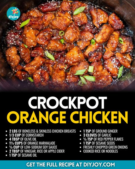 Easy Crockpot Orange Chicken, Crockpot Orange Chicken Recipe, Crockpot Orange Chicken, Orange Chicken Crock Pot, Crunchy Chicken, Slushie Recipe, Diy Joy, Orange Chicken Recipe, Chicken Bites