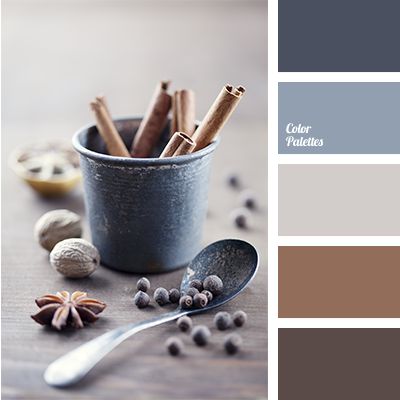 Colour of steel and cinnamon will look nice in the room where the basic materials for a wall decor is dark not-lacquered wood. These colours will look espe. Color Palette For Home, Trendy Living Rooms, Room Color Schemes, Bedroom Color Schemes, Brown Living Room, Grey Kitchens, Color Balance, Blue Living Room, Trendy Kitchen