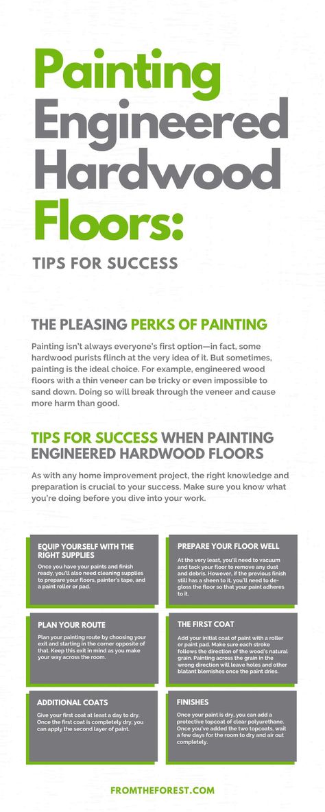 Painting Engineered Hardwood Floors: Tips for Success Painted Wood Floors, Bedroom Addition, Tips For Success, Engineered Flooring, Exposed Wood, Engineered Hardwood Flooring, Engineered Wood Floors, Painted Floors, Types Of Painting