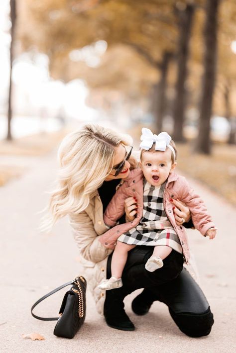 Mommy & Me in Burberry Mommy Pictures, Ivy Fashion, Mother Daughters, Stylish Baby Girls, Burberry Baby, Mom Fashion, Hooded Puffer Jacket, Mommy And Me Outfits, Family Photo Outfits