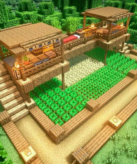 Minecraft Farm Layout, Layout House, Case Minecraft, Minecraft Houses Survival, Rumah Minecraft Sederhana, Minecraft Mansion, Minecraft House Plans, Minecraft Farm, Bangunan Minecraft