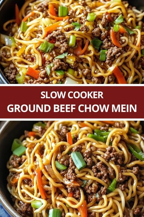 Slow Cooker Ground Beef Chow Mein Crockpot Low Mein, Crockpot Beef Ideas, Cabbage And Ground Beef Chow Mein Casserole, Hamburger Slow Cooker Recipes Crock Pots, Beef Noodles Slow Cooker, Slow Cooker Beef Chow Mein, Minced Beef Recipes Slow Cooker, Slow Cooker Chow Mein, Slow Cooker Ground Sausage Recipes