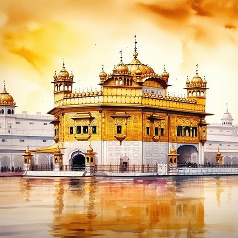 Temple India, Golden Temple, Photography Wallpaper, Watercolor Paint, Vector Photo, Premium Photo, Watercolour Painting, Image Search, Temple