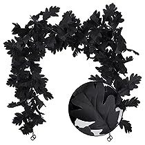 Fall Decor Black, Fall Leaf Garland, Artificial Plants Outdoor, Halloween Garland, Door Frames, Vine Leaves, Real Leaves, Black Leaves, Outdoor Flowers