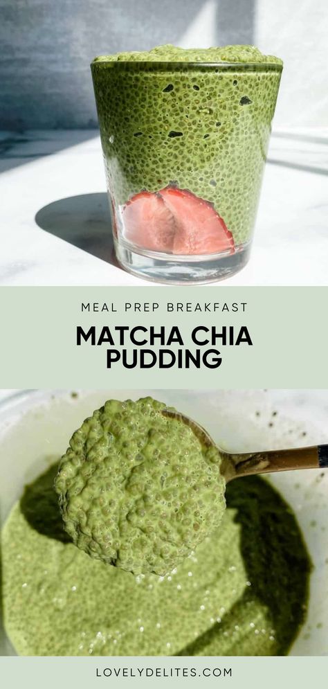 Matcha Chia Pudding is a great meal prep breakfast idea to make at the start of the week. Matcha chia pudding is made with almond milk and other simple and wholesome ingredients. This chia pudding is vegan & gluten free. Pistachio Chia Seed Pudding, Keto Chia Seed Pudding, Chia Seeds Pudding, Chia Pudding Recipes Healthy, Matcha Chia Pudding, Cottage Cheese Breakfast, Prep Breakfast, Chia Pudding Recipes, Healthy Shakes