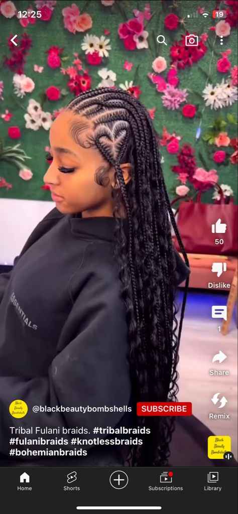 Bohemian Fulani Braids Hairstyles, Fulani Braids Boho Hairstyles, Vacation Hairstyles For Black Women Braids, Fulani Braids With Bohemian Curls, Fulani Curly Braids, Fulani Braids Inspiration, Boho Fulani Braids With Curls, Bahamas Hairstyles, Bohemian Cornrows Braids