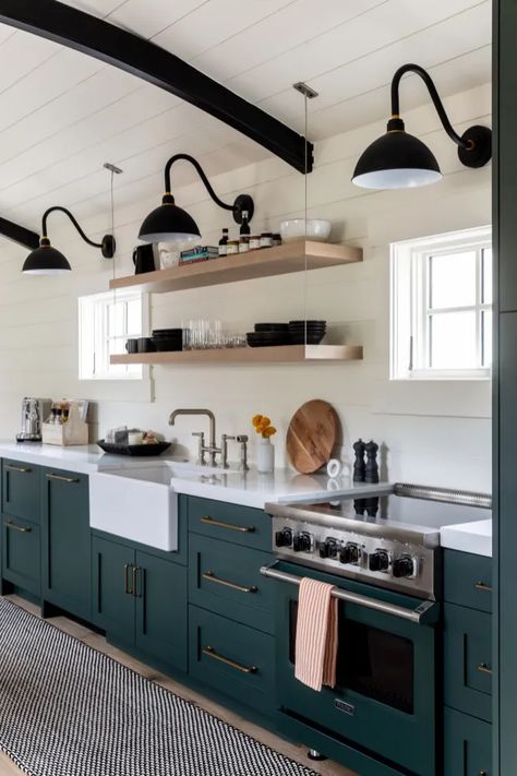 Good Things Come in Small Packages, Interior Design, Bond Design Company, Kitchen Viking Home, Stylish Small Kitchen, Small Kitchen Designs, Viking Kitchen, Tiny Kitchens, Modern Farmhouse Interior Design, Viking Range, Kitchen Design Color, Eclectic Bathroom