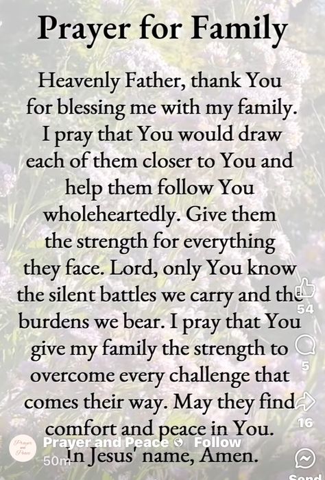 Everyday Prayers For Family And Friends, Daily Prayer For Family, Prayer For Family And Friends, Prayers For Family And Friends, Nighttime Prayers, Pray For My Family, Church Prayers, Prayers For My Family, Prayer For Comfort