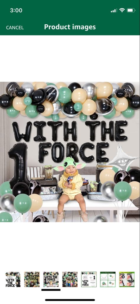 Star Wars Themed 1st Birthday, The Child Is One Baby Yoda Birthday, Baby Yoda Smash Cake, Yoda 1st Birthday, Baby Yoda First Birthday, One With The Force Birthday, One With The Force First Birthday, Star Wars First Birthday, Baby Yoda Birthday Party Ideas