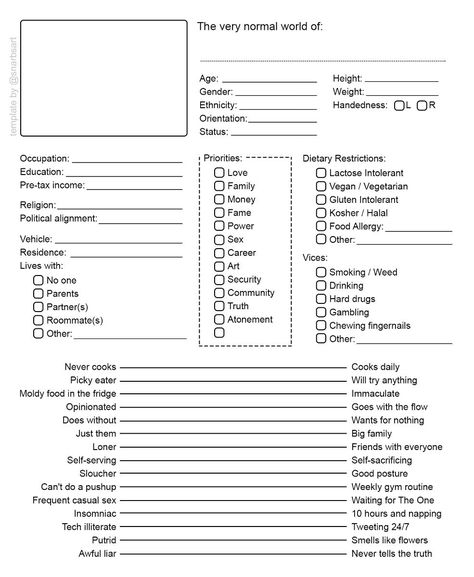 Generated Description with relevant hashtags. Oc Form, Character Sheet Writing, Personality Chart, Oc Template, Character Sheet Template, Habit Tracker Bullet Journal, Drawing Ideas List, Character Template, Drawing Sheet