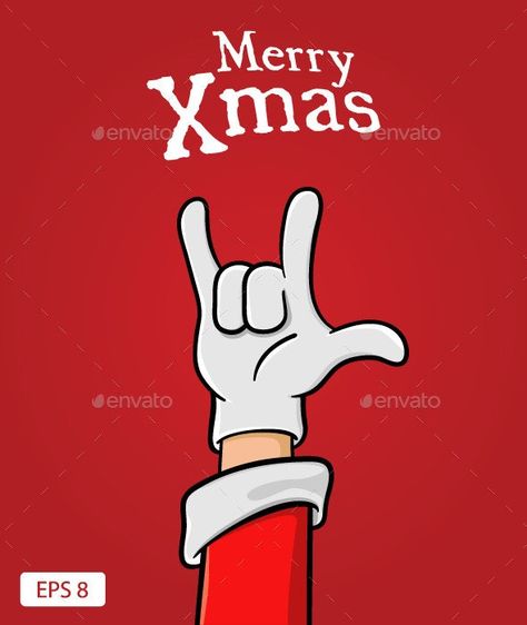 Atelier Decor, Heavy Metal Christmas, Merry Christmas Vector, Ideas Navideñas, Creepy Christmas, Christmas Concert, Dark Christmas, Christmas Rock, Hand Sign