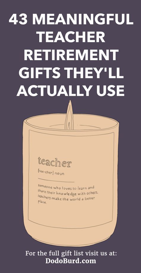 43 Meaningful Teacher Retirement Gifts They'll Actually Use (And Love) - Dodo Burd Class Gift For Retiring Teacher, Retiring Teacher Gifts From Colleagues, Best Teacher Retirement Gifts, Teacher Retirement Ideas From Students, Diy Retirement Gift Ideas For Teachers, School Secretary Retirement Gifts, School Retirement Gifts, Retirement Gifts For Teachers For Women, Sentimental Retirement Gifts