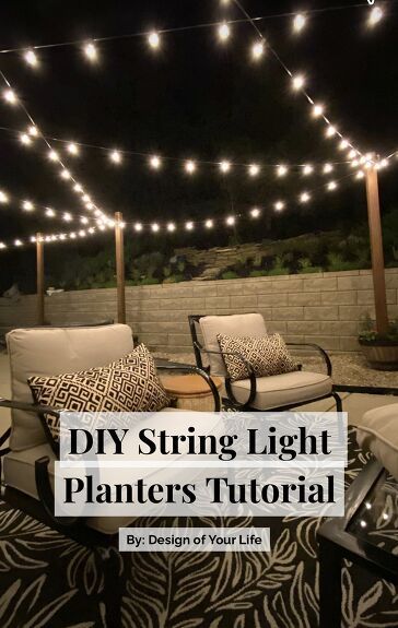 Bring your garden to life with this string light planter tutorial! Follow this easy guide to create stunning planters that will make your plants shine. String Light Planters, Light Planters, Barrel Ideas, Exterior Wood Stain, Diy String Lights, Patio String Lights, Summer Patio, Deck Lighting, Concrete Planters