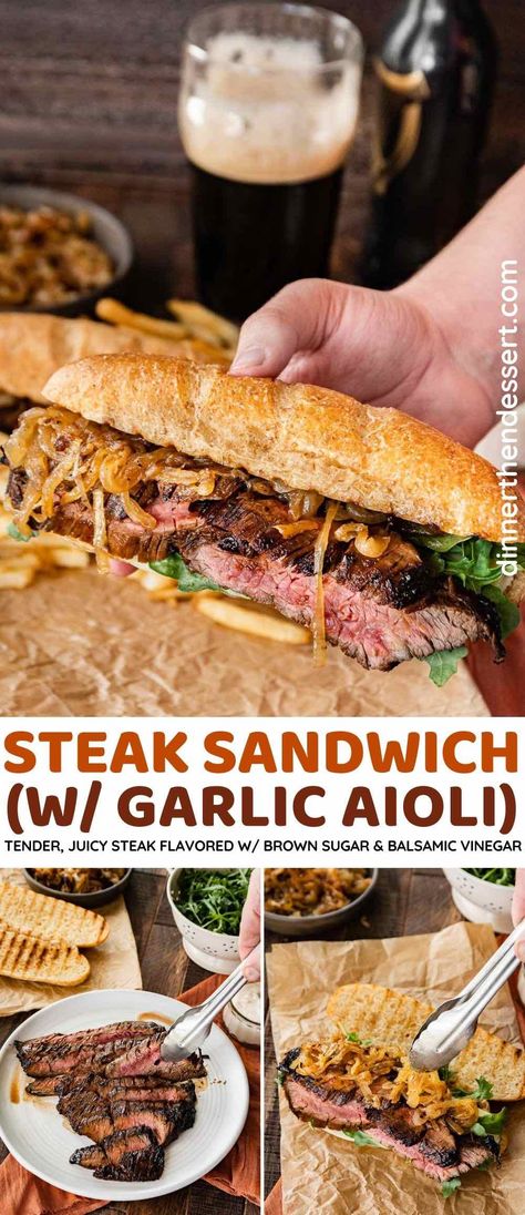 Garlic Steak Sandwich, Balsamic Steak Sandwich, Pepper Steak Sandwich Recipe, Steak And Onion Sandwich, Sandwich Recipes Steak, Recipes With Garlic Aioli, Teriyaki Steak Sandwich, Garlic Bread Steak Sandwich, Garlic Aoli Recipe For Steak