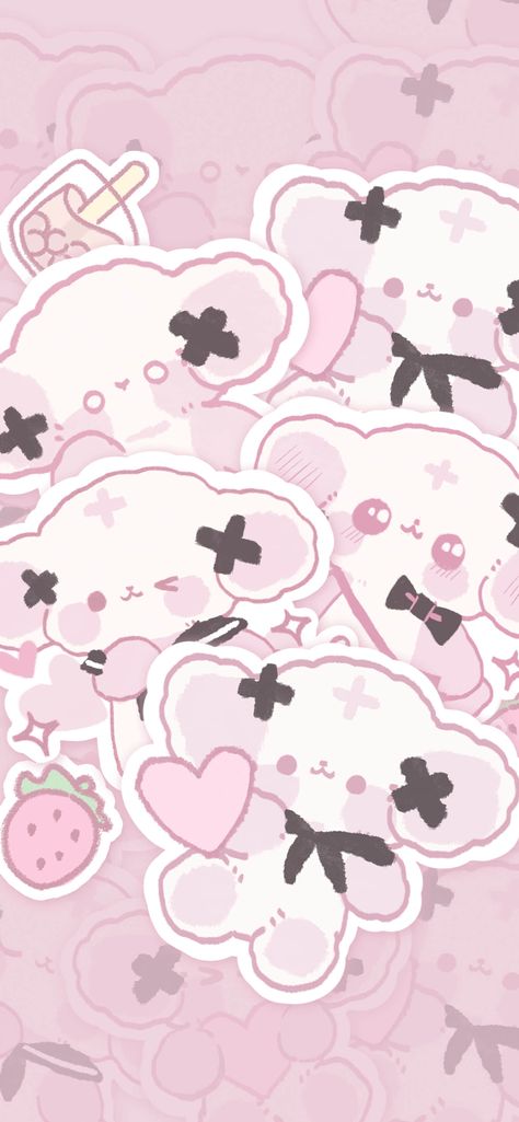 Pink Kawaii Iphone Wallpaper, Kawaii Pink Wallpaper Aesthetic, Japanese Wallpaper Aesthetic Kawaii, Puppycore Wallpaper, Yamikawaii Wallpaper, Aesthetic Neon Wallpaper, Chibi Wallpaper, Cute Lockscreens, Bow Wallpaper