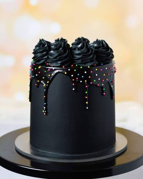 Black Cake Drip, Neon Birthday Cakes, Cake With Rainbow, Goth Birthday, Neon Cakes, Gothic Cake, 32nd Birthday, Realistic Cakes, Ganache Cake