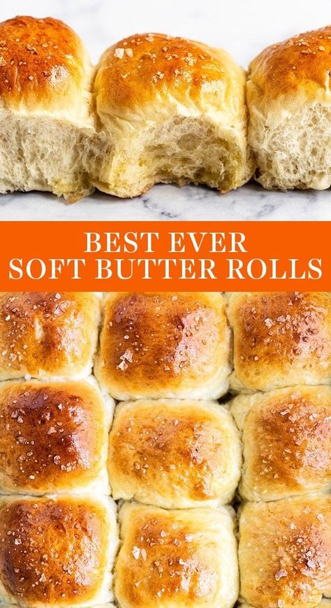 Golden brown Soft Butter Rolls are fluffy and tender yeast raised dinner bread rolls stuffed with a sweet butter filling that is heaven on a plate! Easy, quick, homemade recipe. The best recipe for a crowd on Thanksgiving or Easter! Best Homemade Dinner Rolls, Butter Dinner Rolls, Best Dinner Roll Recipe, Recipe For A Crowd, Butter Rolls, Best Homemade Bread Recipe, Potato Puffs, Fluffy Dinner Rolls, Butter Roll