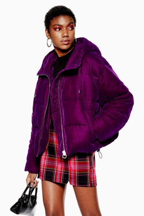 Womens Velvet Puffer Jacket - Purple Velvet Puffer Jacket, Purple Puffer Jacket, Purple Puffer Jacket For Winter, Purple Fur Coat, Winter Purple Faux Fur Coat, Red Velvet Jacket, Black Velvet Blazer, Puffer Jacket Women, Cute Jackets