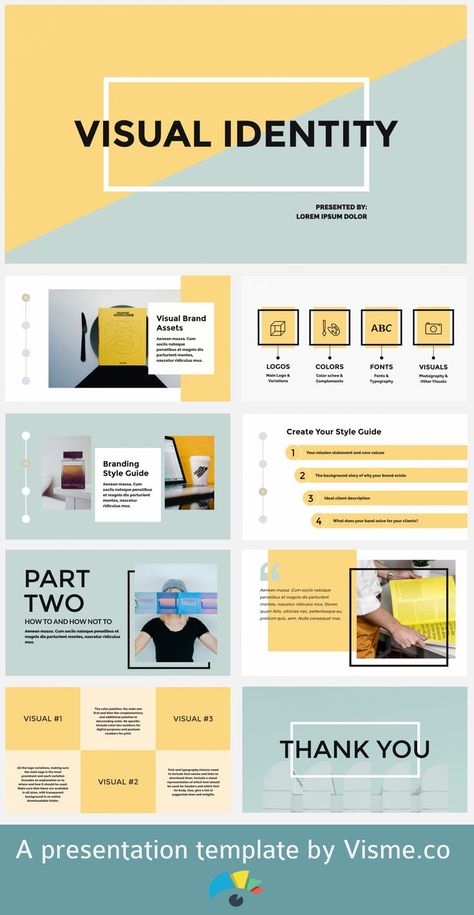 Use this template to create your own presentation. Either for a visual identity or anything you like. Get inspired to create amazing slides in less than you think.  #presentations #templates #slides #slidedeck Visual Presentation Ideas, Slides Ideas Presentation, Power Point Presentation Ideas, Presentation Layout Ideas, Powerpoint Design Free, Presentations Templates, What Is Fashion Designing, Mises En Page Design Graphique, Keynote Design