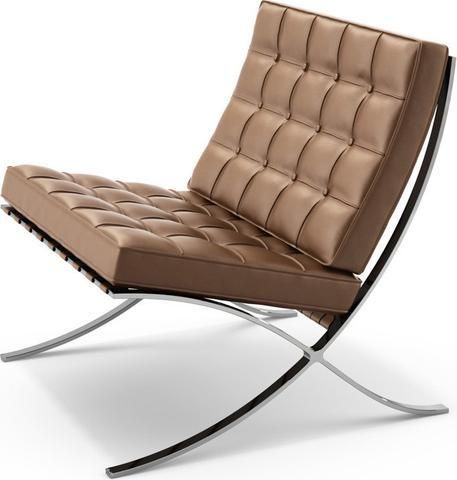 Knoll Barcelona Chair - VZ2113 - Vicenza Leather Castello della Vita (Saddle) / Stainless Steel Knoll Barcelona Chair, Bedroom With Sitting Area, Painted Chair, Iconic Chairs, Ludwig Mies Van Der Rohe, Relaxing Chair, Chair Makeover, Lounge Design, Leather Lounge Chair