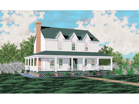 Amaryllis Country Farmhouse  from houseplansandmore.com Farm Style House, Narrow Lot House, Farmhouse Floor Plans, House Plans One Story, Monster House Plans, Southern House Plans, Farmhouse Style House Plans, Country Style House Plans, Country House Plan