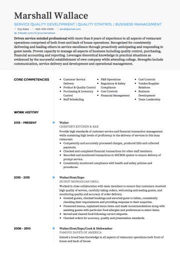 Waiter / Waitress CV example Restaurant Resume, Retail Resume, Server Resume, Teen Resume, Business Analyst Resume, Professional Resume Examples, Administrative Assistant Resume, Free Resume Examples, Resume Objective Examples