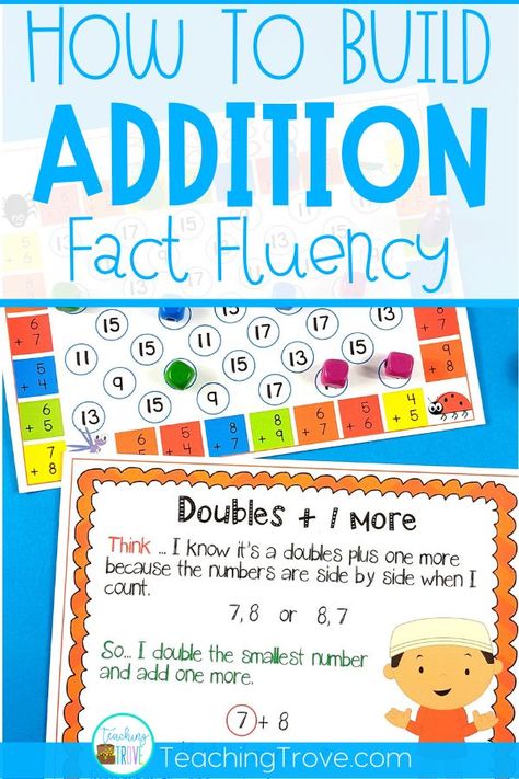 Addition Facts Games, Teaching Literary Elements, Learning Addition, Fact Fluency Games, Addition Fact Fluency, Math Facts Addition, Mental Math Strategies, Addition Strategies, Math Fluency