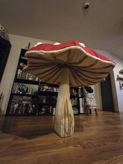 Enchanted Forest Halloween Decorations, Enchanted Forest Trunk Or Treat, Diy Giant Mushroom, Giant Mushrooms Diy, Fairy Trunk Or Treat, Vbs Magnified, Halloween Decorations On A Budget, Giant Caterpillar, Diy Mushroom