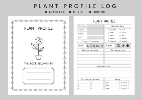 Plant journal logbook or notebook planner, plant profile, gardening journal. Plant Profile Template, Plant Journal Ideas, Plant Journal Template, Parenting Journal, Plant Notebook, Garden Notebook, Gardening Journal, Bullet Journal Ideas Templates, Plant Journal