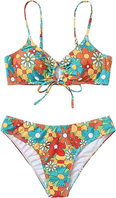 SOLY HUX Women's Spaghetti Strap Floral Print Bikini Bathing Suit 2 Piece Swimsuits Coconut Girl Aesthetic Clothes, Aesthetic Clothes Y2k, Coconut Girl Aesthetic, Clothes Y2k, Swimsuit Brands, Nice Bikinis, Perfect Swimsuit, Beautiful Suit, 2 Piece Swimsuits