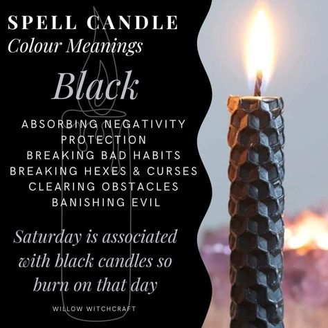 Saturday Magick, Monday Magick, Colour Magick, Candle Color Meanings Magic, Black Candle Spells, Candle Magic Colors, Incense Magic, Candle Meanings, Colour Meanings