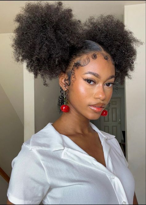 Brown Lipliner, Afro Puff Hairstyles, Cherry Girl, Hair Puff, Quick Natural Hair Styles, Lip Combo, Hair Inspiration Short, Protective Hairstyles Braids, Natural Curls Hairstyles