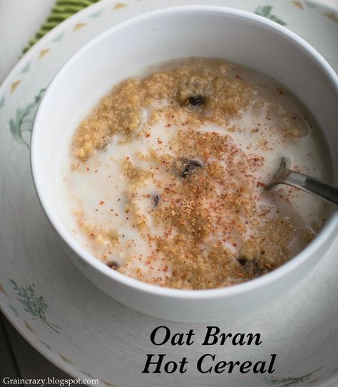 Grain Crazy: Bob's Red Mill Oat Bran Hot Cereal. This is an amazing cereal loaded with 7 grams of fiber per serving. Oat Bran Recipes, Oat Bran Cereal, Fighter Diet, Luscious Recipes, Lower Ldl, Dukan Recipes, Yum Breakfast, Nourishing Recipes, Bran Cereal