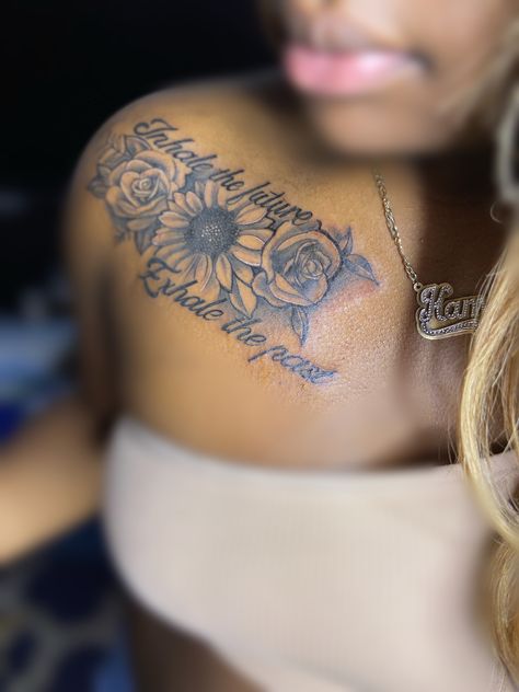 Cover Up Tattoos On Chest, Beautiful Animal Tattoos, Tattoos For Women Cover Up, Cover Up Chest Tattoo Female, Meaningful Shoulder Tattoos For Women, Shoulder Piece Tattoo Women, Collarbone Cover Up Tattoo, Shoulder Cover Up Tattoos For Women, Chest Tattoo Cover Up Female