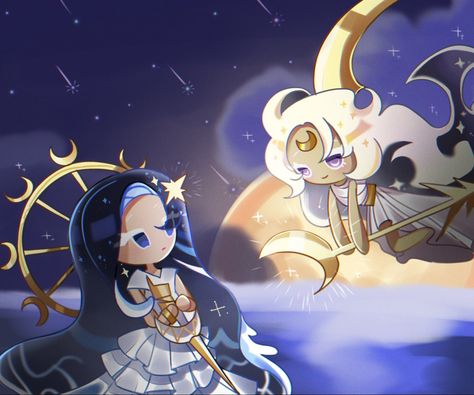 Cookie Run Kingdom Sea Fairy X Moonlight, Sea Fairy And Moonlight Cookie, Seamoon Cookie Run, Sea Fairy Cookie X Moonlight Cookie, Crk Wallpapers, Cookie Run Wallpaper, Run Wallpaper, Moonlight Cookie, Fairy Background