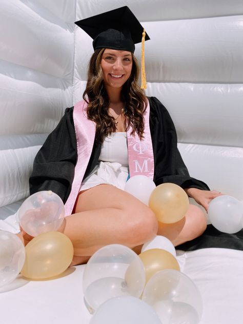 White Bounce House Graduation, Inflatable Business, 2025 Beach, Bounce Castle, White Bounce House, Graduation Backdrop, House Photo, Grad Party Ideas, Graduation Picture