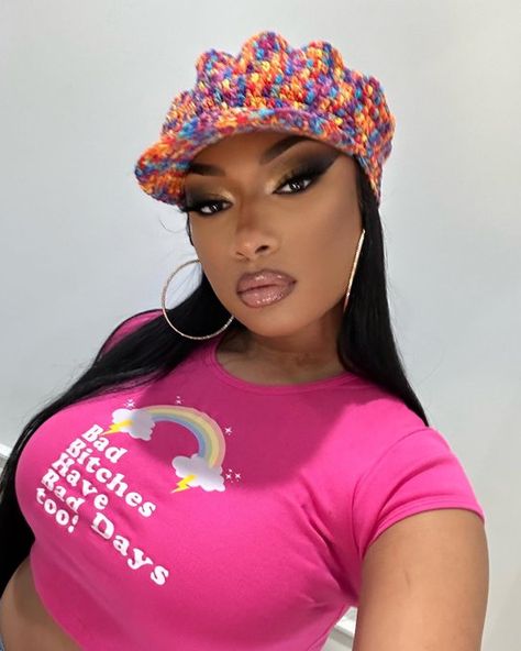 Stallion Aesthetic, Megan Stallion, Tina Snow, Megan Thee Stallion, H Town, Rainbow Shirt, Female Rappers, Face Card, It Girls